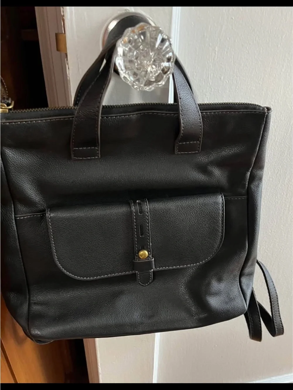 Fossil Black Leather Hunter Backpack NWOT